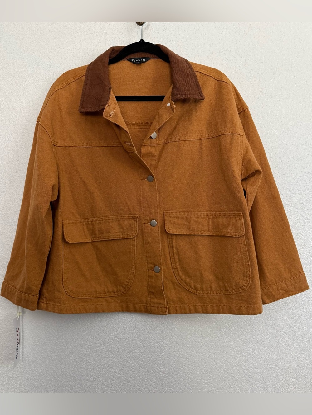 NWT Relaxed Oversized Brown Canvas Chore Jacket Small